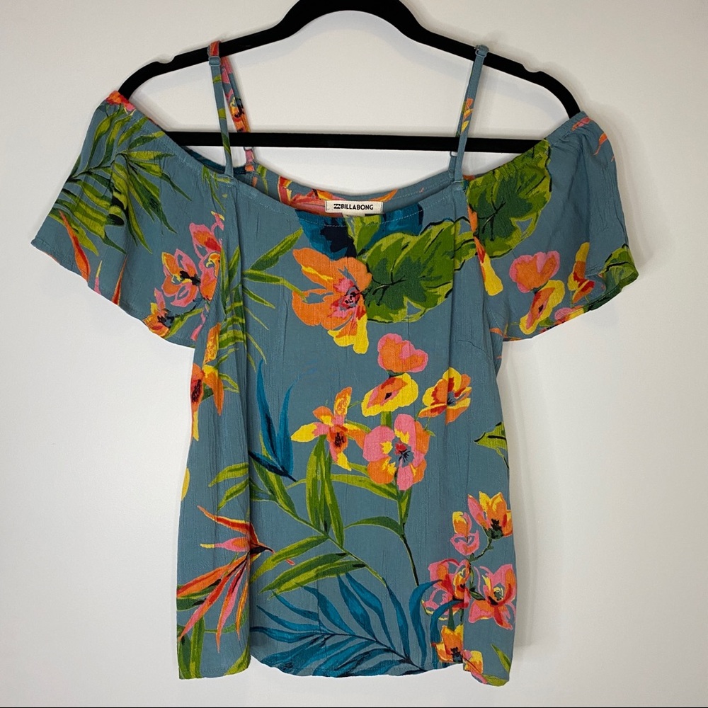 BILLABONG Summer Nights Cold Shoulder Top Jungle Floral Size S